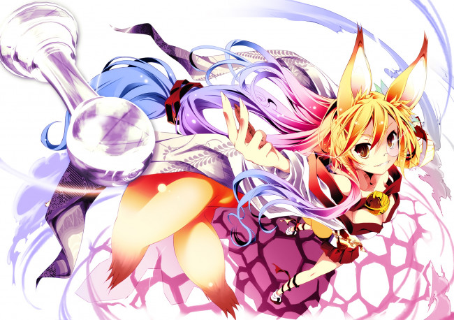 Обои картинки фото аниме, no game no life, девушка, фон, взгляд