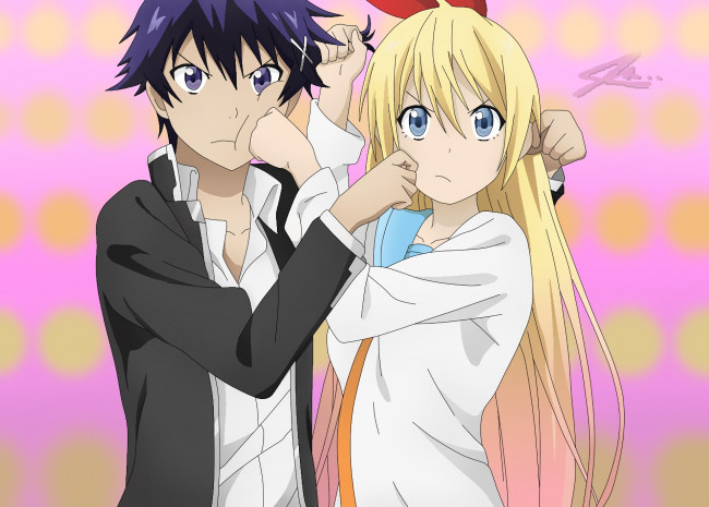 Обои картинки фото аниме, nisekoi, фон, взгляд, девушка