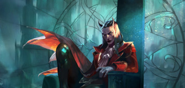 Картинка фэнтези демоны мужчина фон взгляд рога