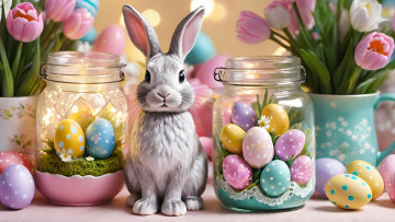 Картинка 3д+графика праздники+ holidays нейросети графика нейроарт ai art нейронные сети рисунки нейро искусство нейрографика graphics neuroart neural networks drawings neuro neurography пасха кролик яйцо цветы