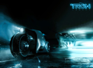 Картинка кино+фильмы tron+legacy мотоцикл транспорт неон тоннель