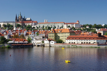 обоя города, прага , чехия, река, влтава, панорама