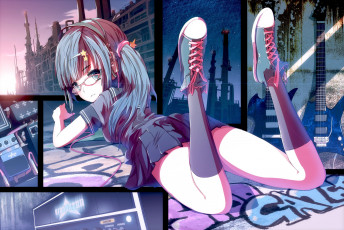 Картинка аниме *unknown другое очки девочка кеды