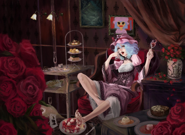 Обои картинки фото аниме, touhou, remilia, scarlet