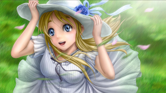 Обои картинки фото аниме, *unknown, другое, шляпа, девушка