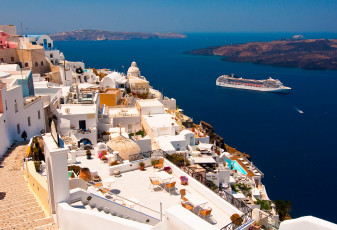 Картинка oia santorini greece города санторини греция ия эгейское море лайнер