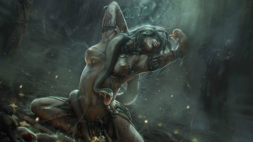 Картинка фэнтези красавицы чудовища девушка змея