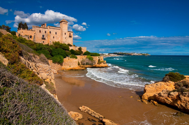 Обои картинки фото tamarit, castle, tarragona, spain, города, дворцы, замки, крепости, catalonia, costa, dorada, таррагона, испания, коста-дорада, балеарское, море