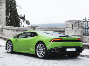 обоя автомобили, lamborghini, зеленый, huracаn, lb724, lp, 610-4, 2014г