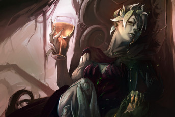 Картинка видео+игры guild+wars+2 демоница бокал девушка guild wars 2 арт