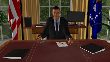 Картинка oval+office 3д+графика people+ люди бос офис стол