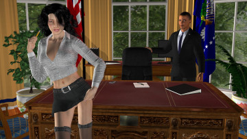 Картинка oval+office 3д+графика people+ люди секретарка стол офис взгляд девушка