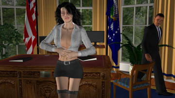 Картинка oval+office 3д+графика people+ люди секретарка стол офис взгляд девушка