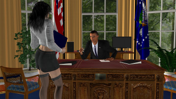 Картинка oval+office 3д+графика people+ люди стол секретарка офис взгляд девушка