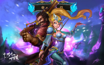 Картинка видео+игры league+of+legends эльфийка оружие улыбка phantom взгляд league of legends магия art graves парень janna девушка