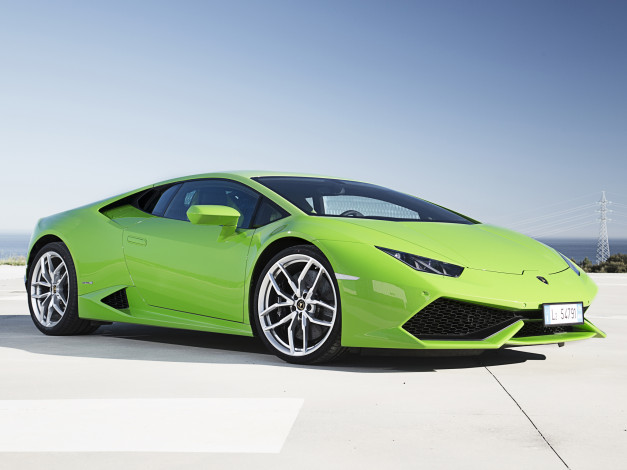 Обои картинки фото автомобили, lamborghini, huracаn, зеленый, 2014г, lb724, lp, 610-4