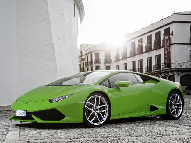 Обои картинки фото автомобили, lamborghini, зеленый, 2014г, huracаn, lb724, lp, 610-4