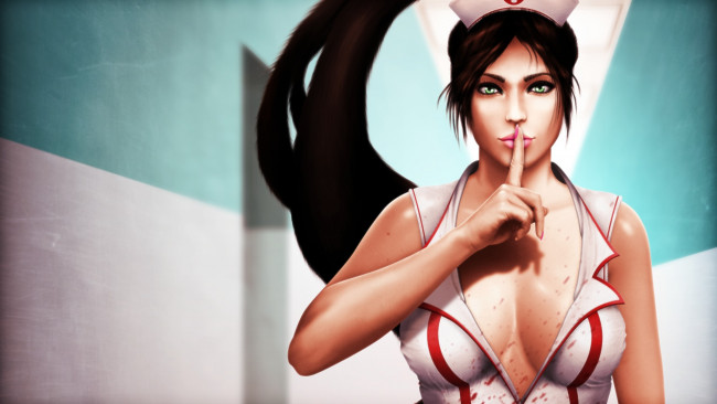 Обои картинки фото видео игры, league of legends, league, of, legends, форма, рука, akali, арт, жест, взгляд, зеленые, глаза