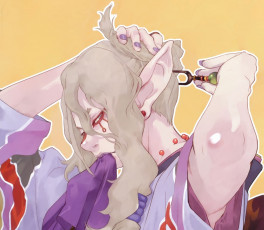 Картинка аниме mononoke kusuriuri парень заколка взгляд платок