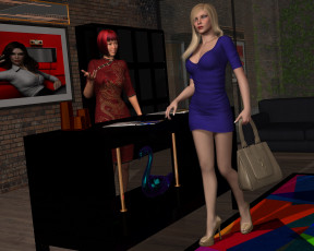 обоя she wolf ii, 3д графика, фантазия , fantasy, сумочка, фон, взгляд, девушки