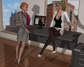 Картинка she+wolf+ii 3д+графика фантазия+ fantasy взгляд девушки стол фон