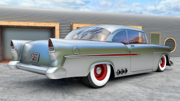 Картинка автомобили 3d+car&girl chevrolet 1955