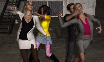 Картинка she+wolf+ii 3д+графика фантазия+ fantasy парень фон взгляд девушки