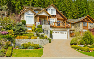 Картинка города -+здания +дома дом особняк дизайн деревья кусты газон