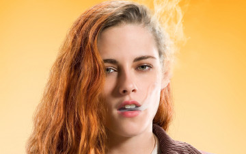 обоя кино фильмы, american ultra, ультраамериканцы, american, ultra, кристен, стюарт, kristen, stewart, рыжая, лицо, дым, фон, желтый