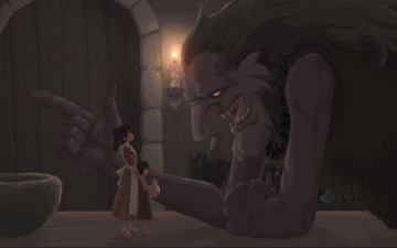 Картинка рисованное кино девушки взгляд фон монстр свеча