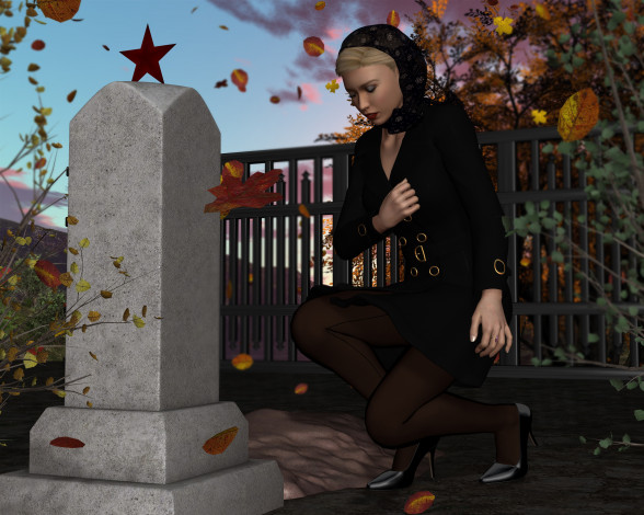 Обои картинки фото she wolf ii, 3д графика, фантазия , fantasy, девушка, взгляд, фон, обелиск