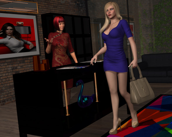 Обои картинки фото she wolf ii, 3д графика, фантазия , fantasy, сумочка, фон, взгляд, девушки