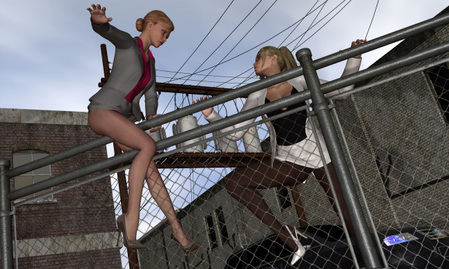 Обои картинки фото she wolf ii, 3д графика, фантазия , fantasy, девушки, забор