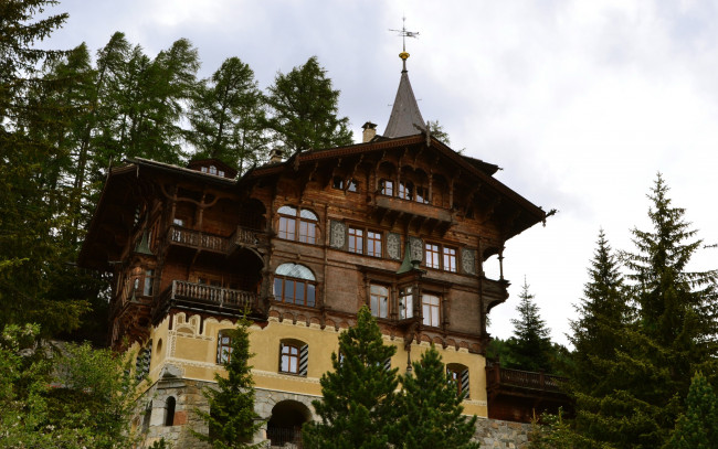 Обои картинки фото города, - здания,  дома, дом, st-moritz, деревья, дизайн, швейцария