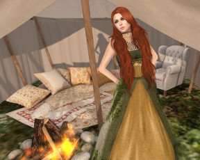 Картинка 3д+графика люди+ people девушка взгляд фон интерьер рыжая