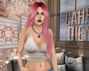 Картинка 3д+графика люди+ people интерьер фон взгляд девушка