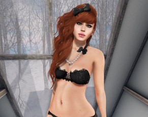 Картинка 3д+графика люди+ people взгляд фон девушка интерьер рыжая