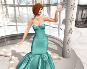 Картинка 3д+графика люди+ people интерьер рыжая фон взгляд девушка