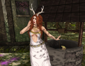 Картинка 3д+графика существа+ creatures лягушка фон взгляд девушка