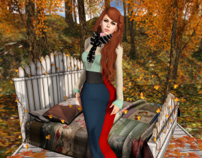 Картинка 3д+графика люди+ people фон рыжая взгляд девушка