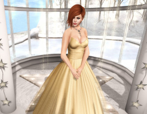 Картинка 3д+графика люди+ people девушка интерьер рыжая фон взгляд