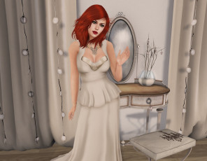 Картинка 3д+графика люди+ people рыжая девушка взгляд фон интерьер