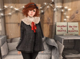 Картинка 3д+графика люди+ people взгляд девушка фон рыжая