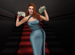 Картинка 3д+графика люди+ people девушка взгляд фон