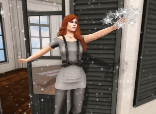 Картинка 3д+графика люди+ people фон взгляд девушка интерьер рыжая