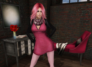 Картинка 3д+графика люди+ people фон взгляд девушка интерьер рыжая