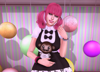 Картинка 3д+графика люди+ people фон рыжая взгляд девушка