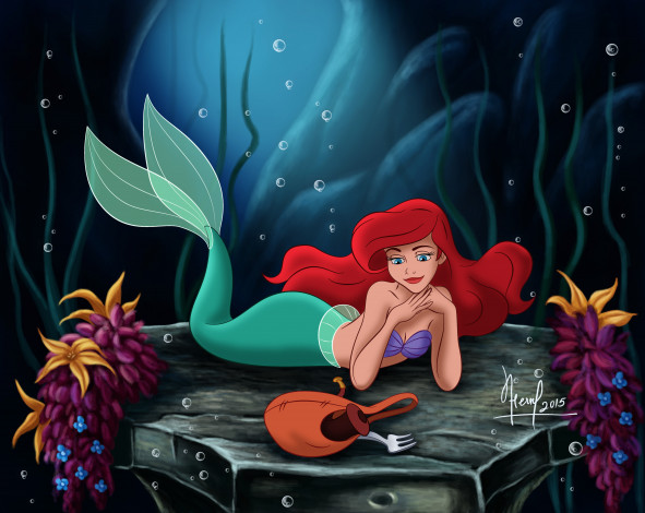 Обои картинки фото векторная графика, мультфильмы , cartoons, русалка