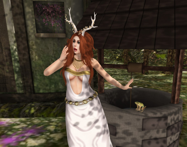 Обои картинки фото 3д графика, существа , creatures, лягушка, фон, взгляд, девушка