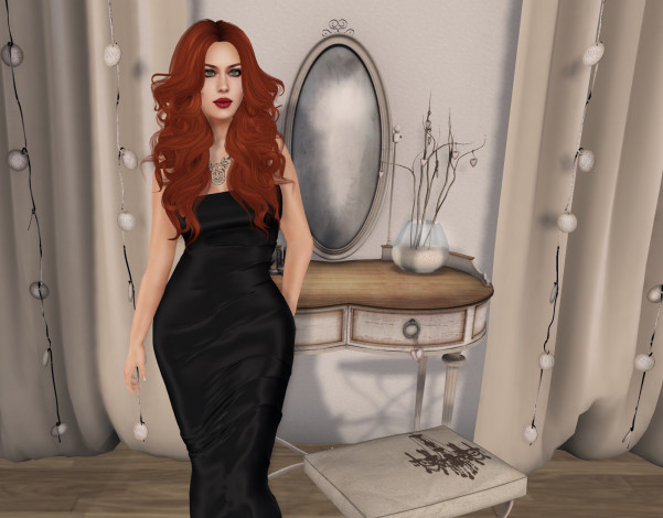 Обои картинки фото 3д графика, люди , people, интерьер, фон, взгляд, девушка, рыжая